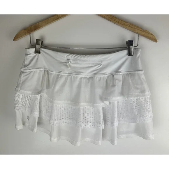 Lululemon Run Nothing to Hide Mini Micro Skort Skirt Shorts Tiered White Size 6 - Picture 13 of 16